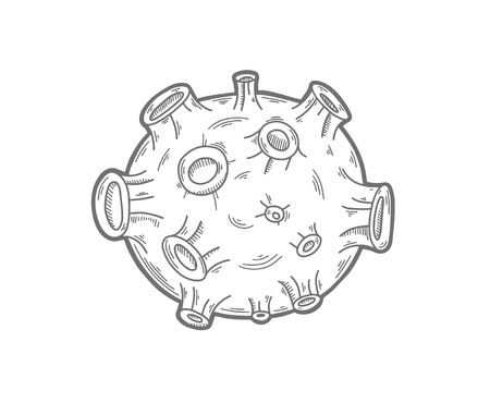 sketch drawing icon of moon satellite of Earth with craters, vector illustrationのイラスト素材