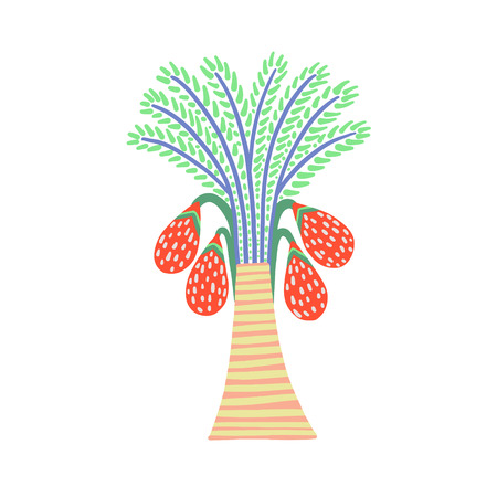decorative palm tree in egyptian style, floral design vector illustrationのイラスト素材