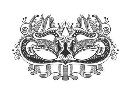 venetian or mardy gras carnival mask with feathers, party invitation, invitation or flyerのイラスト素材