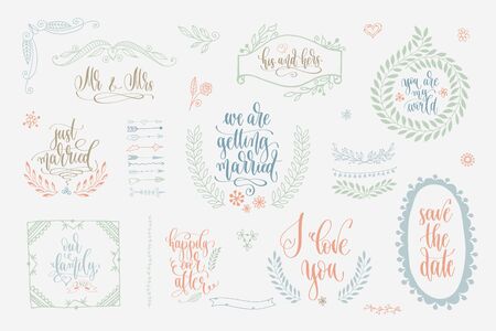 rustic wedding vintage element set for save the date cards, wedding invitationのイラスト素材
