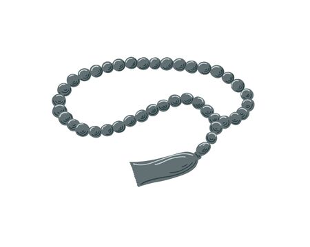 prayer beads, islamic rosary with tassel isolated on white backgroundのイラスト素材