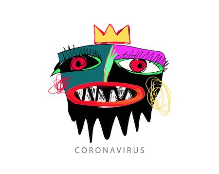 coronavirus outbreak in doodle art styleのイラスト素材