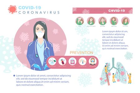 coronavirus covid-19 prevention poster, stop dangerous virus quarantine conceptのイラスト素材