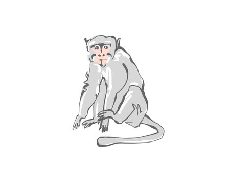 Bali gray monkey in flat style, vector illustrationのイラスト素材