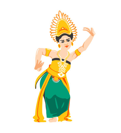 Balinese woman dancer in traditional dress vector illustrationのイラスト素材