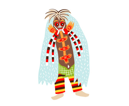 traditional national balinese theater costume indonesia vector illustrationのイラスト素材