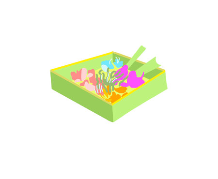 Balinese traditional offerings to the gods in Bali, flat style vector illustrationのイラスト素材