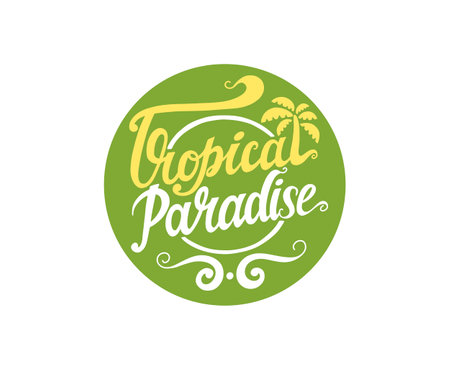 Tropical paradise - hand lettering inscription in circle, calligraphy vector illustrationのイラスト素材