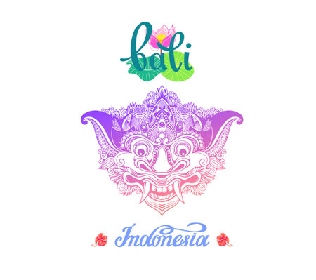 Bali Indonesia Barong - the main symbol of the island is the lord of good, vector illustrationのイラスト素材