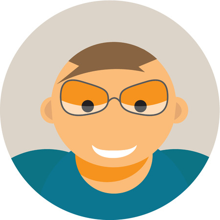 the boy with a beautiful smile looks before himself on a gray background.Vectorのイラスト素材