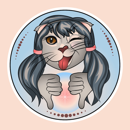 Close-up of a cat with fingers,のイラスト素材