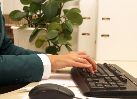 Typing on a Computer Keyboard 		の写真素材