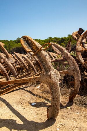 View of a cemetery of anchors placed near Conil de la Frontera, Spainの写真素材