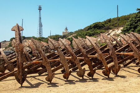View of a cemetery of anchors placed near Conil de la Frontera, Spainの写真素材