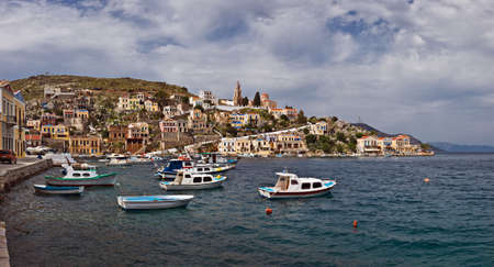 Panoramic view of Symi, Greeceの写真素材