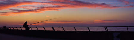 Sunset at Tel-Aviv port embankment, Israelの写真素材