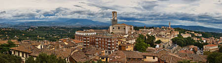 Panoramic view of Prugia, Umbria, Italyの写真素材