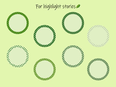 Highlights Story icons with green peas for inscriptionsのイラスト素材