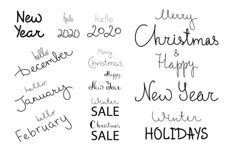 Hand set lettering winter months. New year sale holidays. 2020のイラスト素材