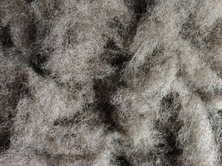 Close-up gray synthetic wool. Filler for production.の写真素材