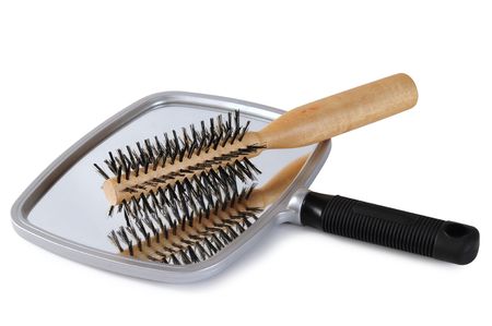 Mirror and brush.の写真素材