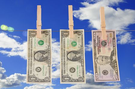 Drying money.の写真素材