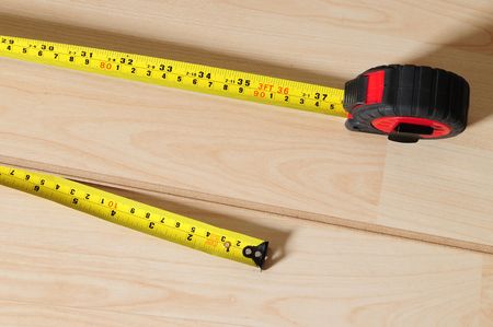 Measuring wood.の写真素材