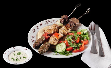 Mixed shish kebab. Isolatedの写真素材