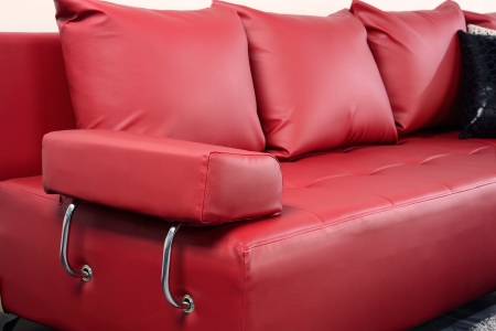 Red leather sofa の写真素材