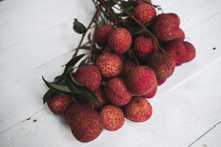 High Angle View Of Litchis