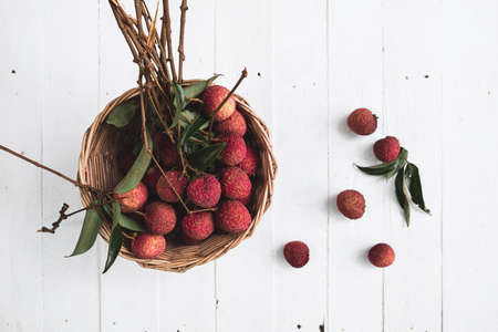 High Angle View Of Litchis