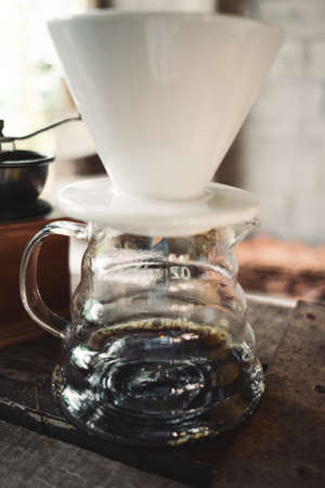 barista dripping coffee and slow coffee bar styleの写真素材