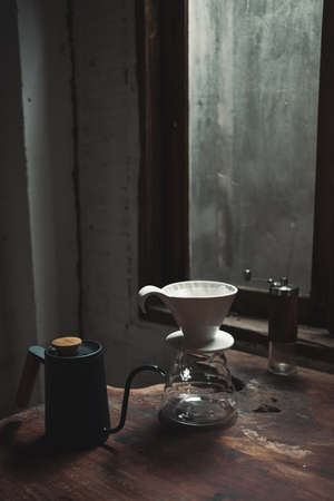 barista dripping coffee and slow coffee bar styleの写真素材