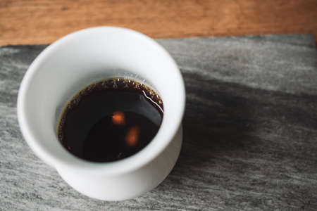barista dripping coffee and slow coffee wooden bar styleの写真素材