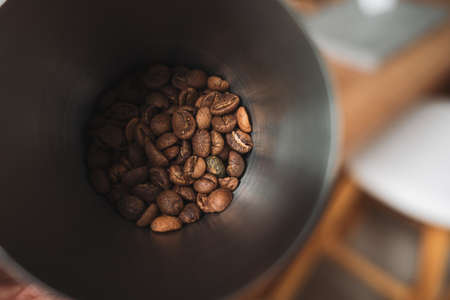 barista dripping coffee and slow coffee wooden bar styleの写真素材