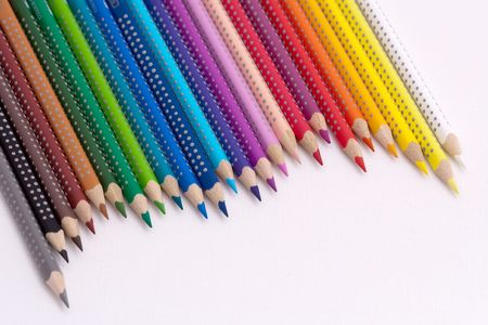 Colorful pens on white backgroundの写真素材