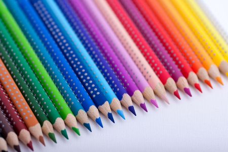 Colorful pens on white backgroundの写真素材