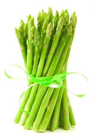 The beam of asparagus isolated on white backgroundの写真素材
