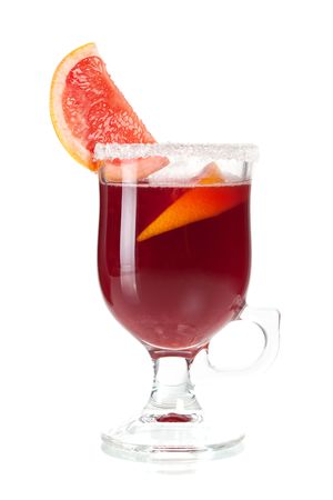 Grapefruit Mulled Wine (Punch) isolated on white backgroundの写真素材