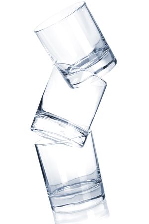Cocktail glass collection - Three whisky glasses. Isolated on white backgroundの写真素材