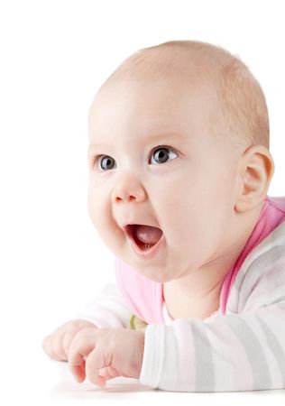Portrait of small baby. Isolated on white backgroundの写真素材