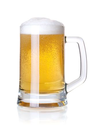 Beer collection - Cold lager beer in glass. Isolated on white backgroundの写真素材