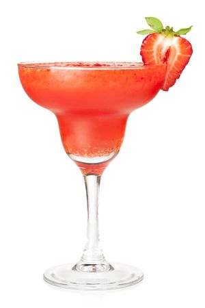 Frozen strawberry daiquiri alcohol cocktail. Isolated on white backgroundの写真素材
