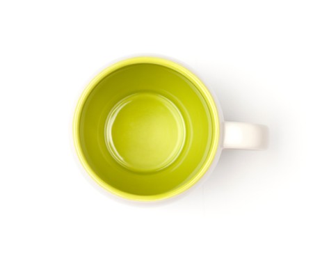 Green coffee cup, above view. Isolated on white backgroundの写真素材