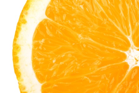 Macro food collection - Orange slice. Isolated on white backgroundの写真素材
