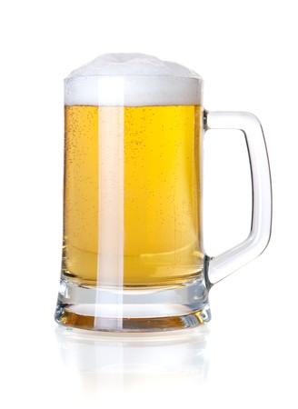 Beer collection - Cold lager beer in glass. Isolated on white backgroundの写真素材