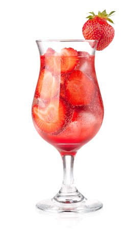 Strawberry fizz cocktail. Isolated on white backgroundの写真素材