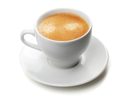 Cappuccino cup. Isolated on white backgroundの写真素材