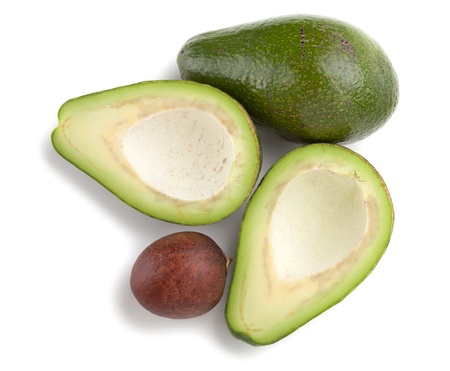 Ripe avocado. Isolated on white background. Above viewの写真素材