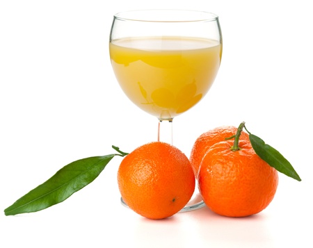 Tangerine juice. Isolated on white backgroundの写真素材